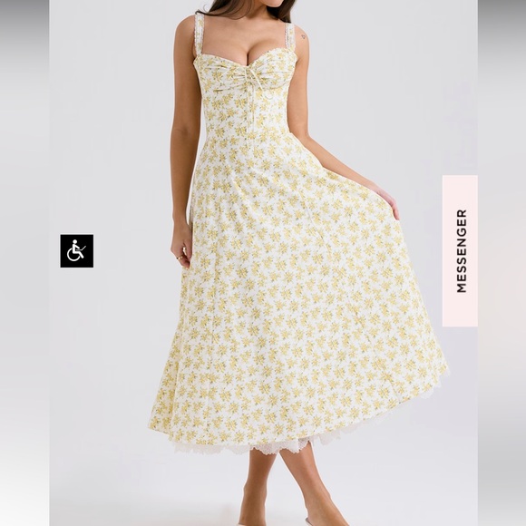 House of CB Rosalee Vintage Floral Print Cotton Bustier Midi Dress - Picture 2 of 9